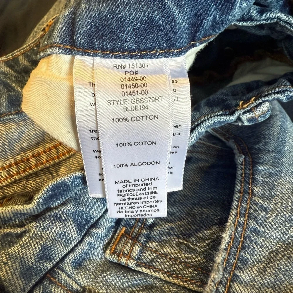 Good American Good Boy Jeans Size 4/27 High Rise Boot Slit Distressed Denim